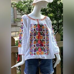 embroidered boho cotton top